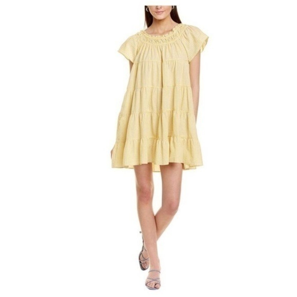 Max Studio Dresses & Skirts - Max Studio Women's Yellow Yarn Dye Smocked Mini Dress size large